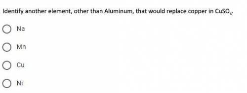 Identify another element, other than Aluminum, that would replace copper in CuSO4.