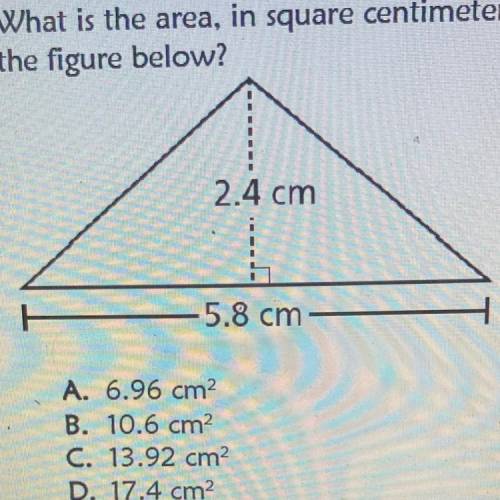 What is the area, in square centimeters, of

the figure below?
A. 6.96 cm?
B. 10.6 cm
C. 13.92 cm