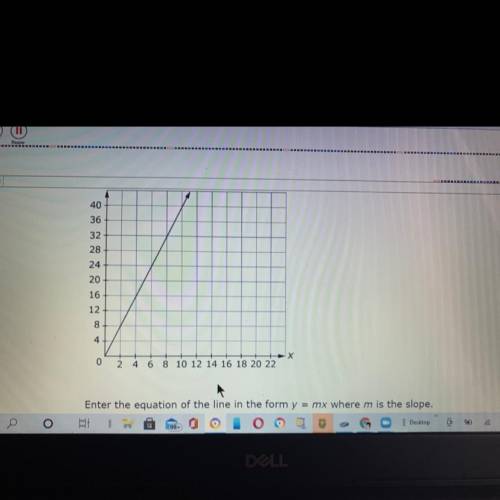 consider the line shown on the graph. enter the equation of the line in the form y=max where m is t