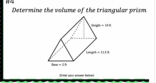 Please help me determine the volume of this triangular prism. c;