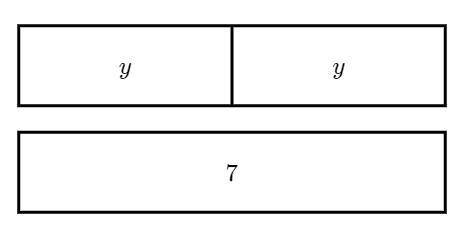 HELP ASAP

Write an equation to represent the image.The tape diagram represents an equation.