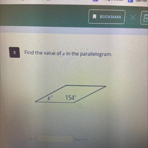 Find the value of x in the parallelogram