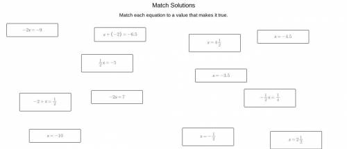 PLEASE ANSWER THANK YOU!
Match each equation to a value that makes it true.