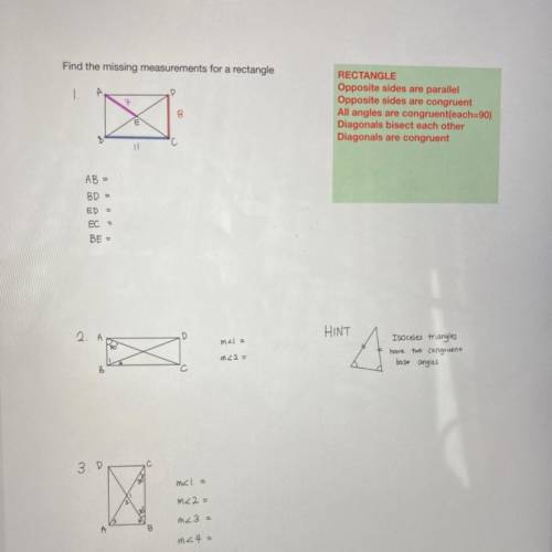 Find the missing measurements for a rectangle