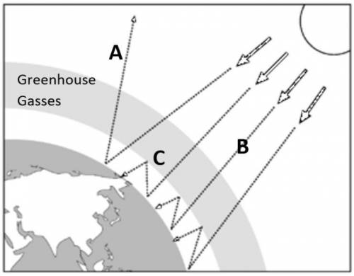 The diagram below shows a model of the greenhouse effect... Which would happen MORE if there were N