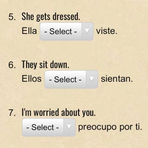 PLEASE HELP!! choose the appropriate reflexive pronoun the options are me, te, se, nos, os