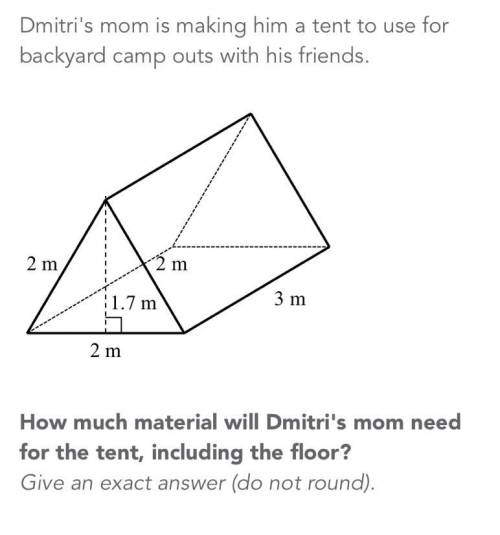 How much material will Dmitri’s mom need for the tent?