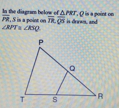 Use the AA similarity Postulate to prove the diagram has two similar

triangles. Name the triangle