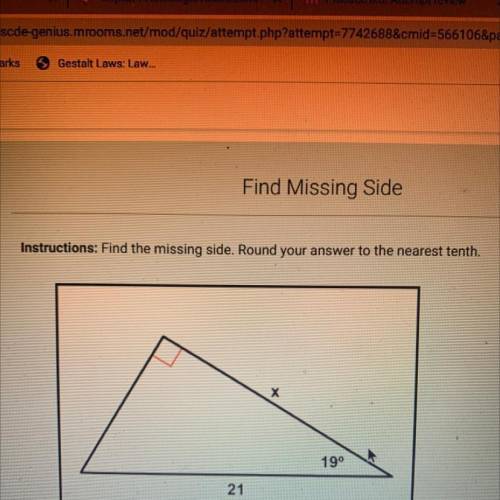 Find the missing side round your answer to the nearest tenth