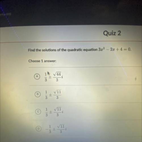 Find the solutions of the quadratic equation 3x^2 – 2x +4= 0.