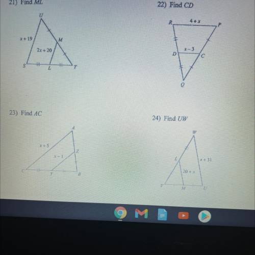 Find the missing length to each problem.... (please help me triangle inequality theorem *geometry*)