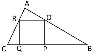 Square OPQR is inscribed in triangle ABC. The areas of △AOR, △BOP, △CRQ are 1, 3, and 1, respective