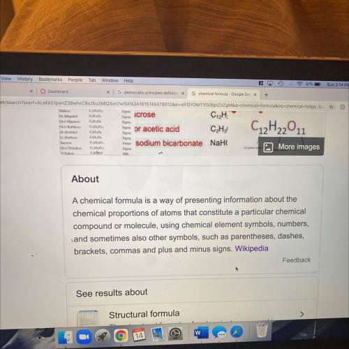 What is a chemical formula? Explain and give an example.