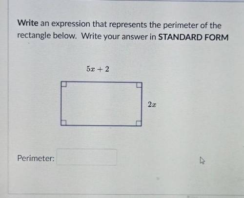GEOMETRY QUESTION,write an expression that represents the perimeter of the rectangle below. Write i