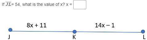 If JL= 54, what is the value of x? x