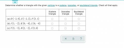 Determine whether a triangle with the given vertices is a scalene, isosceles, or equilateral triang