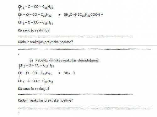 Complete these chemical reactions.

what are both of these reactions called?
what is the practical