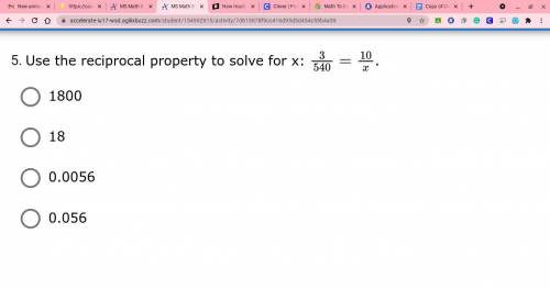 Use the reciprocal property to solve for x: