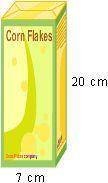A box of corn flakes has a square base with sides that measure 7 centimeters in length and the heig
