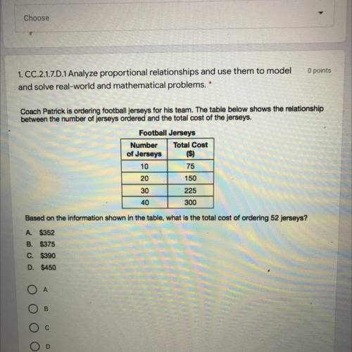 Onts

1. CC 217D1 Analyze proportional relationships and use them to model
and solve real world an