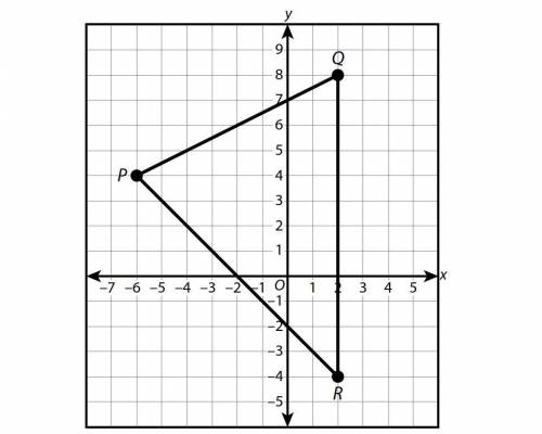 Damian dilates P'Q'R shown on the coordinate plane below by a scale factor of 0.5 centered at the o