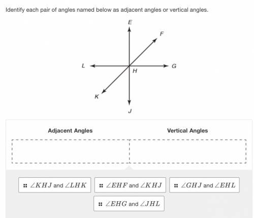 PLEASE HELP ASAP IM ON A CHAPTER TEST!

Identify each pair of angles named below as adjacent angle