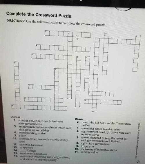 Help me please crossword puzzle Constitution​
