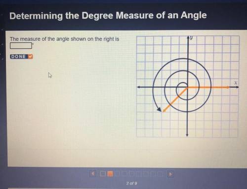 The measure of the angle shown on the right is?