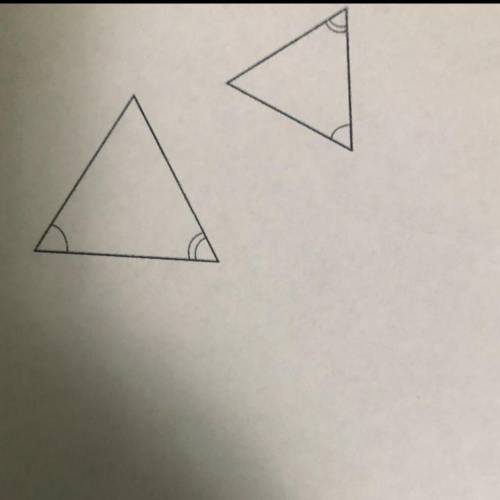 PLEASE HELP AND SHOW WORK:)

Determine if the triangles below are similar. If they are, give the r