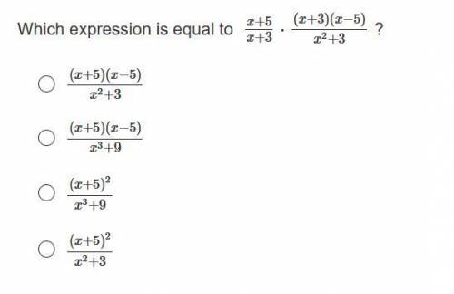 Which expression is equal to x+5x+3⋅(x+3)(x−5)x2+3 ?