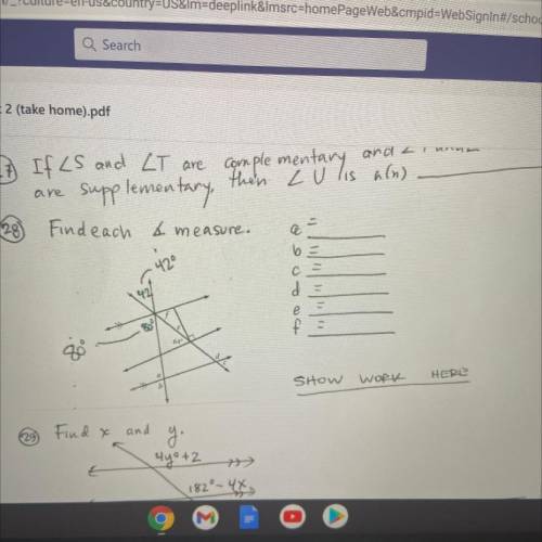 ANSWER 28 ONLY 
Find each angle measure