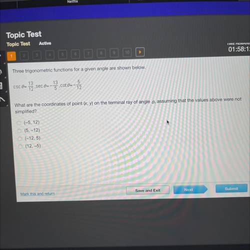 What are the coordinates of point (x, y) on the terminal ray of angle 0, assuming that the values a