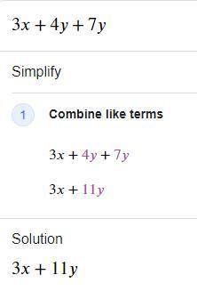 Simplify as far as possible:3x+4y+7y​