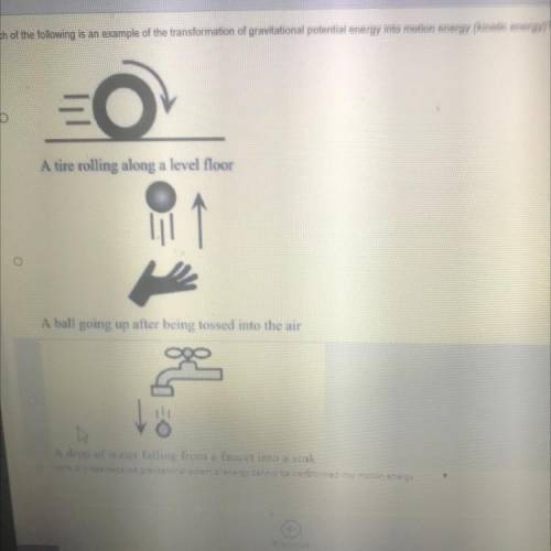 Which of the following is an example of the transformation of gravitational potential energy into m