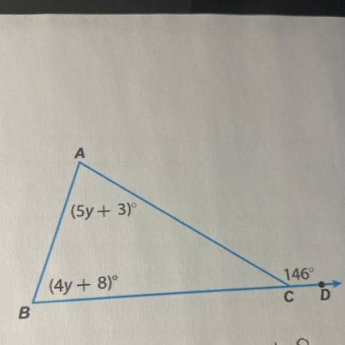 Find the value of y, and then find all angles, pls help quick
