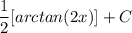 \displaystyle \frac{1}{2}[arctan(2x)] + C