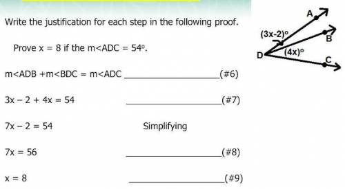 Write the justification for each step in the following proof. *

A. Addition Property of Equality