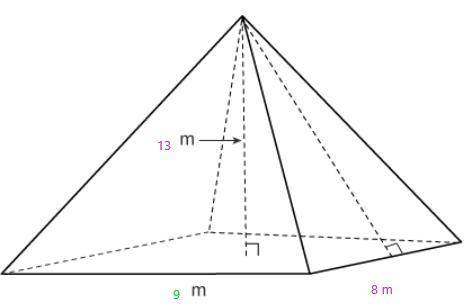 The volume of this rectangular pyramid is ___ cubic meters.