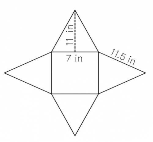 What is the total surface area of the square pyramid in square inches?