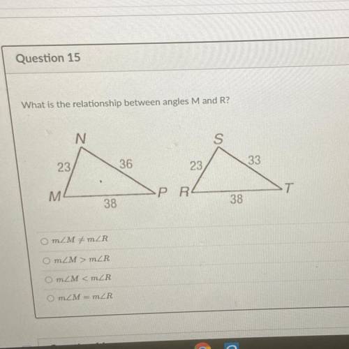 Help What is the relationship between angles M and R?