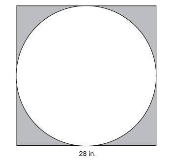A circle is drawn within a square as shown.

What is the best approximation for the area of the sh