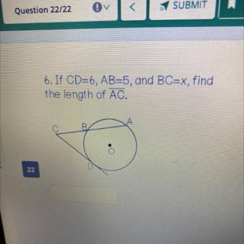 If CD = 6, AB =5, and BC=c, find the length of AC