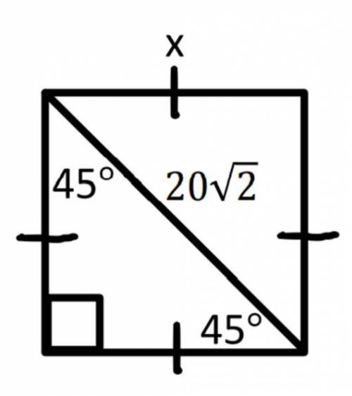 The diagonal of a square is 20√2 units. Find the perimeter of the square.

Having some trouble wit