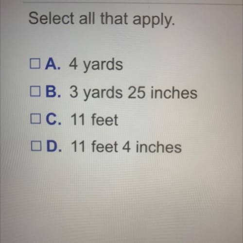 Which measurements are greater than 134 inches?