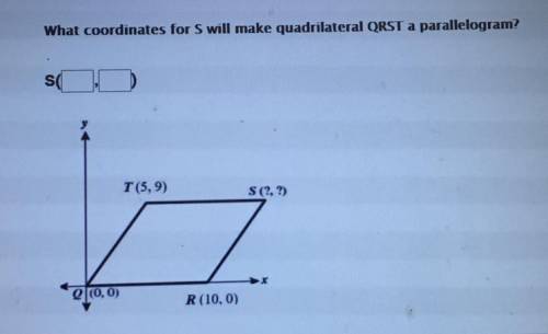 What coordinates for S will make quadrilateral QRSTa parallelogram