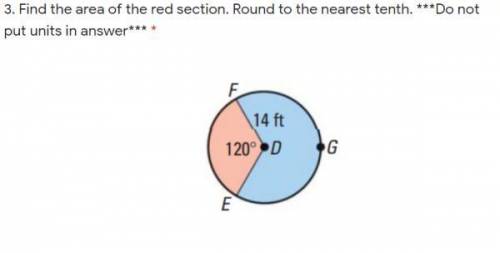 Find the area of the red section. Round to the nearest tenth. ***Do not put units in answer***