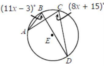 In the circle E , find the measure of arc AD
A. 135
B. 145
C. 90
D. 126