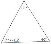 Find the degree measure of the angle expressed by 11x-6.
