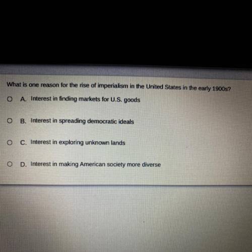 Quick multiple choice question on imperialism.
