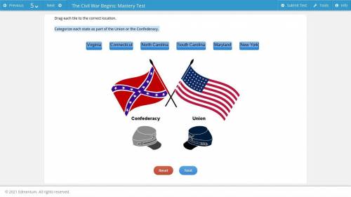 PLEASE HELP!!!

Categorize each state as part of the Union or the Confederacy.
Virginia
Connecticu